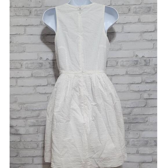 J Crew White Summer Dress Sleeveless Crinkle Textured Womens Size 00 - Picture 2 of 4